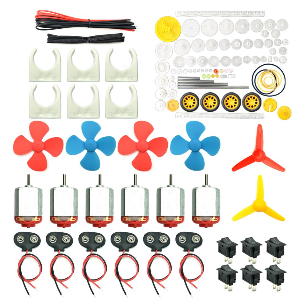 Science Hobby Kit - 6ชุดมอเตอร์ชุดมินิไฟฟ้างานอดิเรกมอเตอร์3V -12V 25000 RPM Strong แม่เหล็ก86Pcs