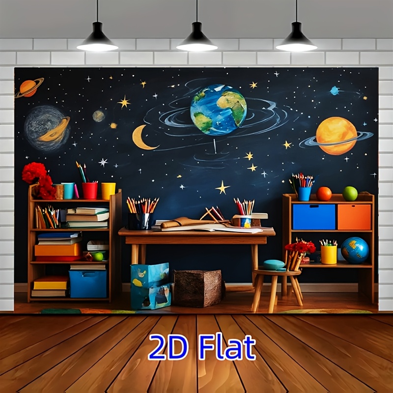 Science Nursery - ภาพตกแต่งผนังห้องเรียนดาราศาสตร์สำหรับเด็ก ผ้าแคนวาสตกแต่งห้องเด็ก ศิลปะการตกแต่งผนังเพื่อการศึกษาวิทยาศาสตร์ กาแล็กซี อวกาศ ดาวเคราะห์