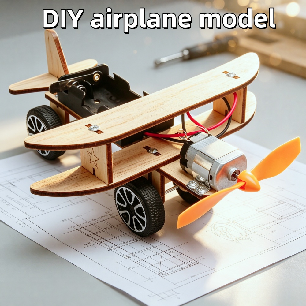Science Hobby Kit - ชุดประกอบเครื่องบินร่อนไฟฟ้า DIY แบบไม้ ชุดทดลองวิทยาศาสตร์ ชุดสาธิตฟิสิกส์เพื่อการศึกษา ของเล่นเสริมทักษะการเรียนรู้