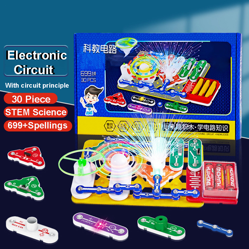 Circuit Snap Kit - ชุดทดลองวิทยาศาสตร์สำหรับเด็ก อุปกรณ์ช่วยเรียนฟิสิกส์ ชุดวงจรไฟฟ้าแบบประกอบเอง สำหรับเด็กหญิงและเด็กชาย