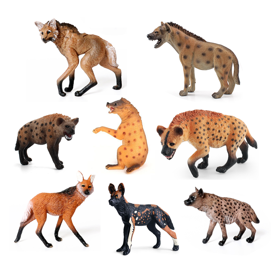Science Toy - สมจริงพลาสติกสัตว์ป่า Hyena,Maned Wolf,สุนัขป่าแอฟริกันของเล่นมือทาสีตุ๊กตาสําหรับคอลเลกชันวิทยาศาสตร์การศึกษา Prop