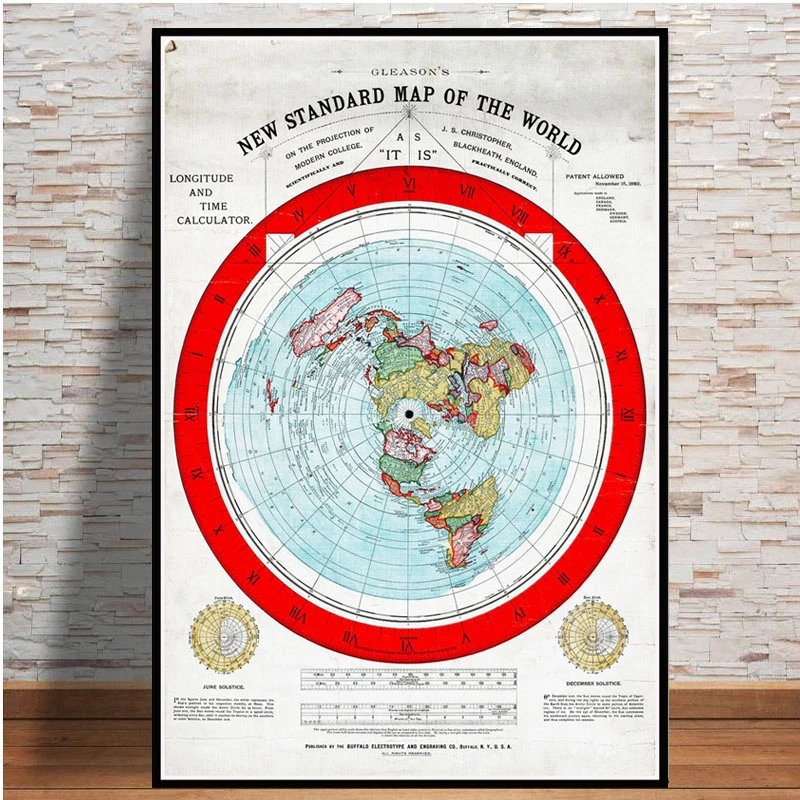 Star Map Poster - โปสเตอร์และพิมพ์1892 Flat Earth แผนที่ Movie World